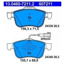 ATE 13.0460.7211.2 Brake Pads for  Alfa Romeo 159, Brera & Spider - Front Axle