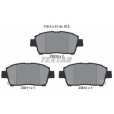 Textar 2351002 Brake Pads for Toyota Celica, Corolla, Echo, Yaris & Prius - Front Axle