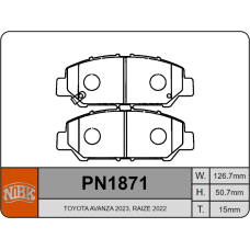 NiBK (Japan) PN1871 Brake Pads for Daihatsu Rocky/Xenia, Subaru Rex, Toyota Raize/Avanza/Veloz - Front Axle